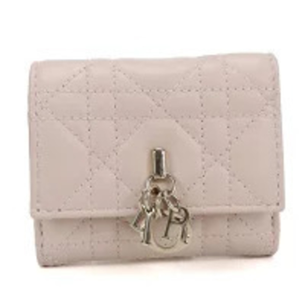 Christian Dior Tri fold Wallet Compact My Hibiscus L Zip Pink